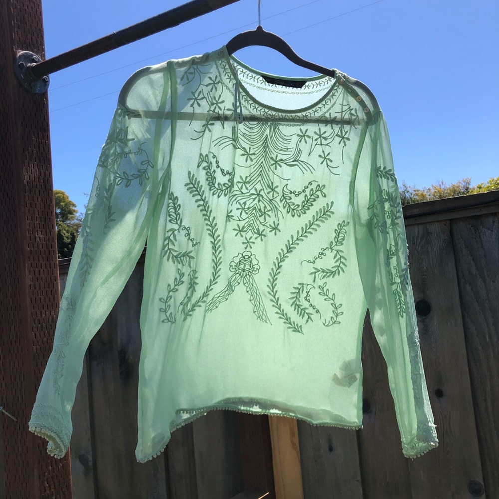 Sheer embroidered Zara top